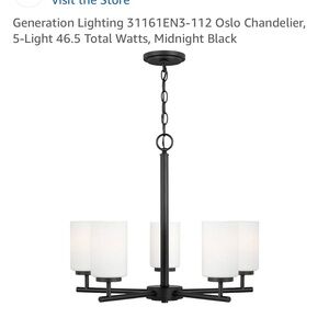 GL 31161EN3-112 Oslo Chandelier, 5-Light 46.5 Total Watts, Midnight Black